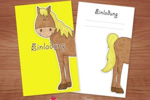 Pferde-Einladungskarten zum Kindergeburtstag kostenlos downloaden